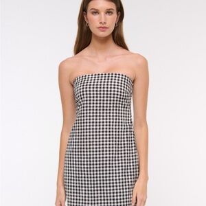 Abercrombie Linen Gingham Strapless romper
